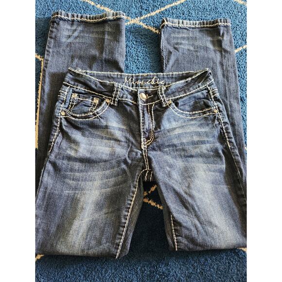 Miss Chic Women's Embellished Boot Cut Dark Wash Denim Jeans-9 - Picture 2 of 10